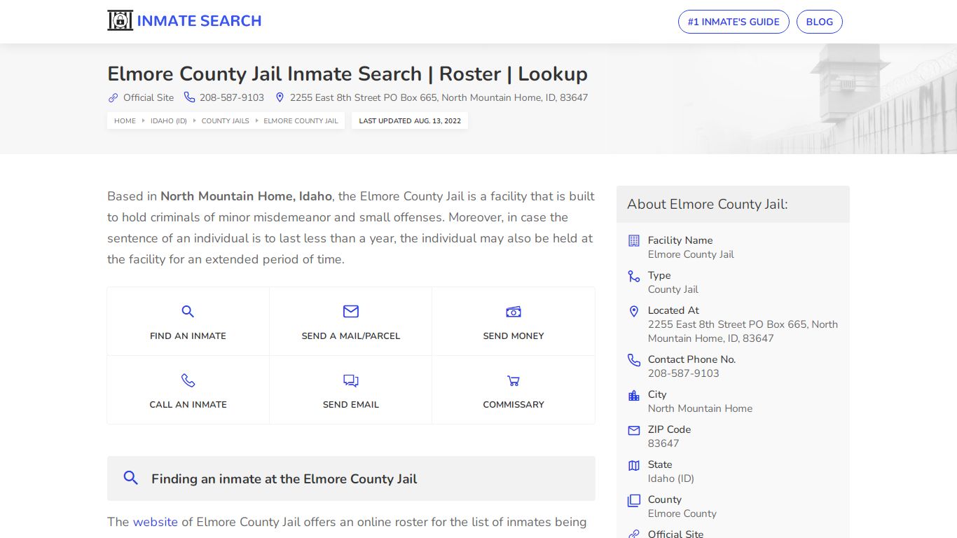 Elmore County Jail Inmate Search | Roster | Lookup